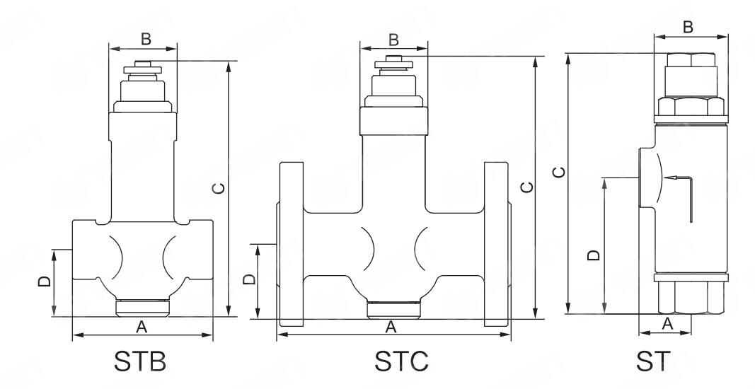 STC可調(diào)恒溫式波紋管蒸汽疏水閥尺寸圖